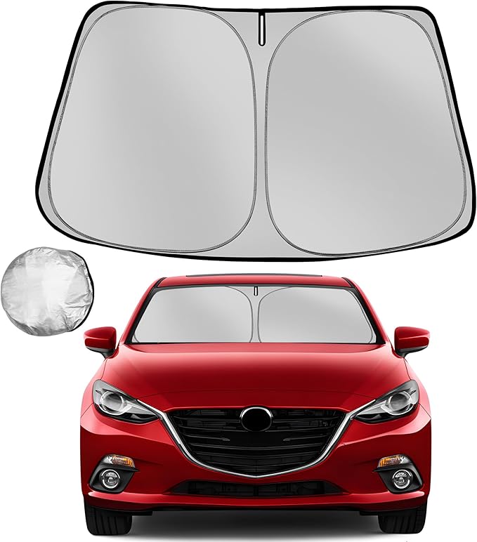 Fonowka Windshield Sun Shade for 2014-2018 Mazda 3 Foldable Sun Sunshade for Car Front Window Blocks UV Rays and Heat Automotive Interior Protector Custom Fit Accessories