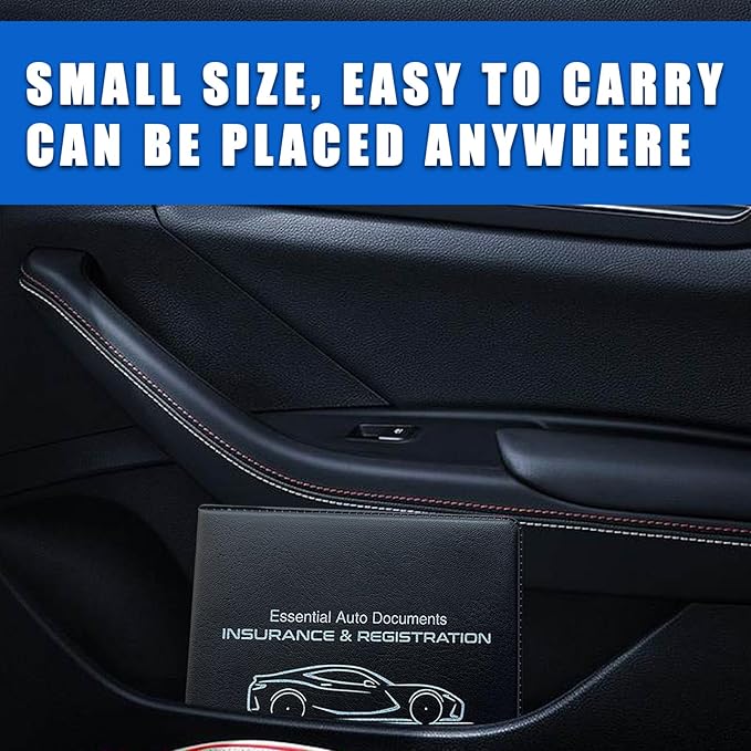 Ziciner Car Registration Insurance Holder, 2Pack Essential Auto Card Document Glove Box Organizer with Touch Fastener, Vehicle Interior Accessories Perfect for Most Car, Truck, SUV (Black/Small Car)