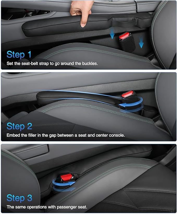 Homaupt Leather Car Seat Gap Filler Universal for Car Truck SUV to Block The Gap Between Seat and Console Stop Things from Dropping 2 Sets Black