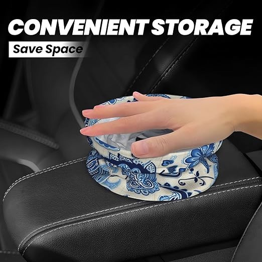 Paisley Flowers Car Trash Can Garbage Cans Foldable,Cute Hanging Car Organizer and Storage Bag Leak Proof, Auto Back Seat Trash Bin Universal for Truck, SUV, Outdoor Travel