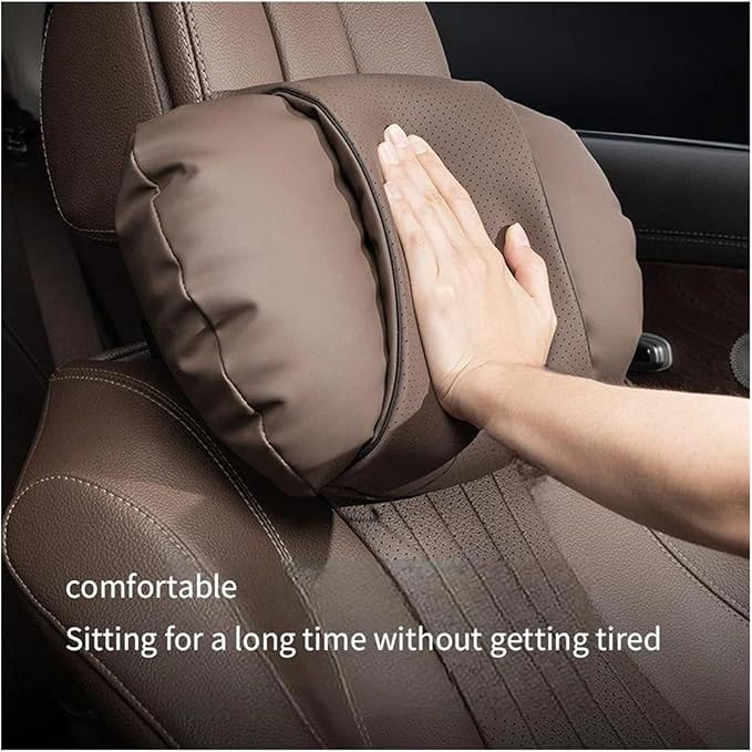 1/2PCS PU Leather Car Neck Pillow & Lumbar Support Cushion, Breathable Universal Seat Headrest Waist Pad, Soft Support Cushion for Daily Driving and Travel(F Style headrest)