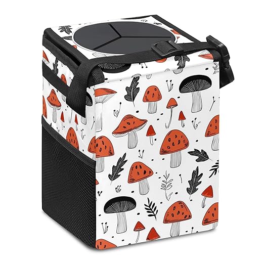 GVGHIDZ Car Trash Can – Multi-Purpose, Lightweight and Portable with Durable Water-Resistant Coating, No Installation Required, Practical and Ample Capacity, Variety of Colors.Mushroom