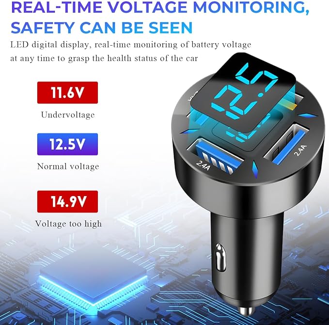 Augeny USB C Car Charger, 4 Port Auto Fast Charger with USB QC3.0, Cigarette Lighter USB Automotive Adapter Compatible with Most Mobile Cell Phone, Car Accessories (QC 3.0)