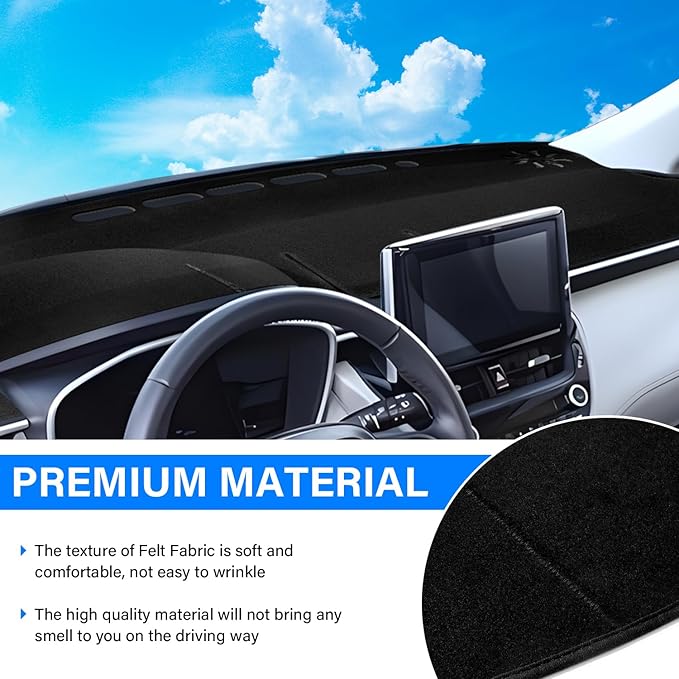 Dash Cover for Toyota Corolla Cross Accessories 2022-2025 2026 Dashboard Cover Mat Sunshade No Glare UV Rays Protector Nonslip Interior Pad （Black Trim）