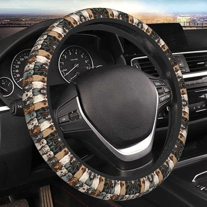 Great Dane Colors Pattern Universal Fit Steering Wheel Cover for Car, Truck, and SUV, Durable Steering Wheel Protection