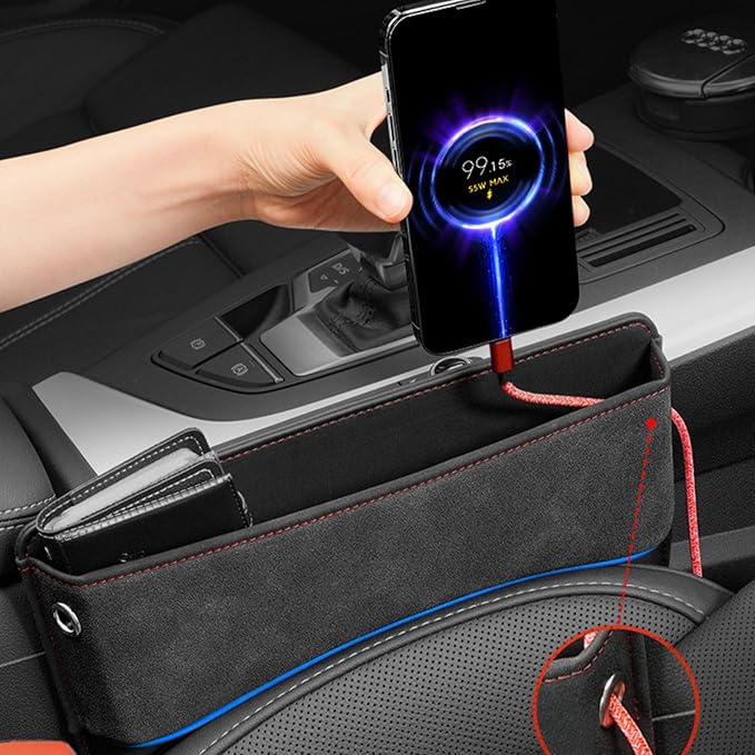 Sonhomay Car Seat Gap Filler Organizer, Leather Car Console Organizer Front Seat, Car Console Side Storage Box for Cell Phone Glasses Key Card, Car Seat Side Organizers Car Interior Accessories