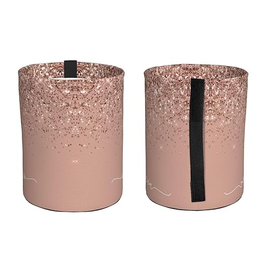 Blush Pink Rose Gold Glitter Car Trash Can Leak Proof Hanging Waterproof Garbage Can Multipurpose Trash Bin for Car SUV Front Seat Headrest Collapsible and Portable Storage Pocket