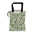 KXWQTRDD Car Garbage Bag Vintage Green Groovy Flowers Drawstring Car Trash Bag Hanging for Back Seat with Adjustable Buckle Canvas Vehicle Trash Can Easy-to-Install