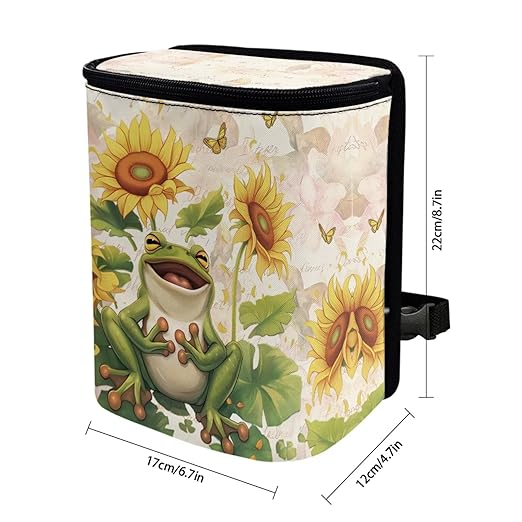 Cute Frog Car Trash Can Leak Proof Multipurpose Trash Bin for Car Easy Installation Cars Garbage Cans Fashion Auto Interior Fit for Automotive Truck SUV