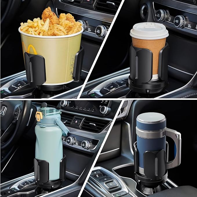 2 Pack Car Cup Holder Expander Adapter (Adjustable) This Hill All Purpose Cup Holder Expander for Car with Rubber Fits Less Than 5.51" Large Bottles & Mugs & Foods & Drinks