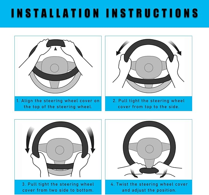 Augeny Fuzzy Car Steering Wheel Cover, Anti-Slip Soft Plush Steering Wheel Protector, 15 Inch Elastic Wheel Covers, Universal Vehicle Interior Winter Warm Accessories for Men Women (Gray)