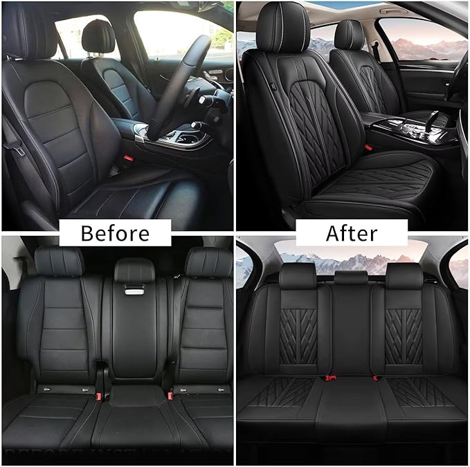 TTX LIGHTING Seat Covers Fit for Buick Encore GX 2020-2023 2024 2025 Seat Covers Full Set Car Seat Covers Faux Leather Breathable Waterproof Car Seat Protector (5 Seats, Black)