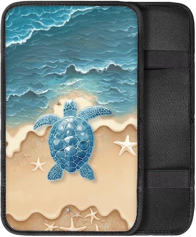 Cute Turtle Car Console Covers Armrest Console Cover Soft Car Center Console Cover Accessories Protect from Pet Claws Universal Cars Interior Accessories Decoration