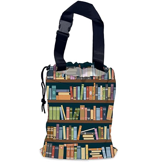 NHNXHWIA Book Shelves Car Trash Bag,Hanging Drawstring Car Garbage Bag,Waterproof Canvas Car Back Seat Organizer with Adjustable Buckle,for Vehicles,SUVs,Camping,Road Trips