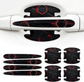 8 Pcs Car Door Handle Sticker, 3D Honeycomb Pattern Car Door Cup Protector, Universal Anti Scratches Auto Doors Handle Protective Film (Black Red)