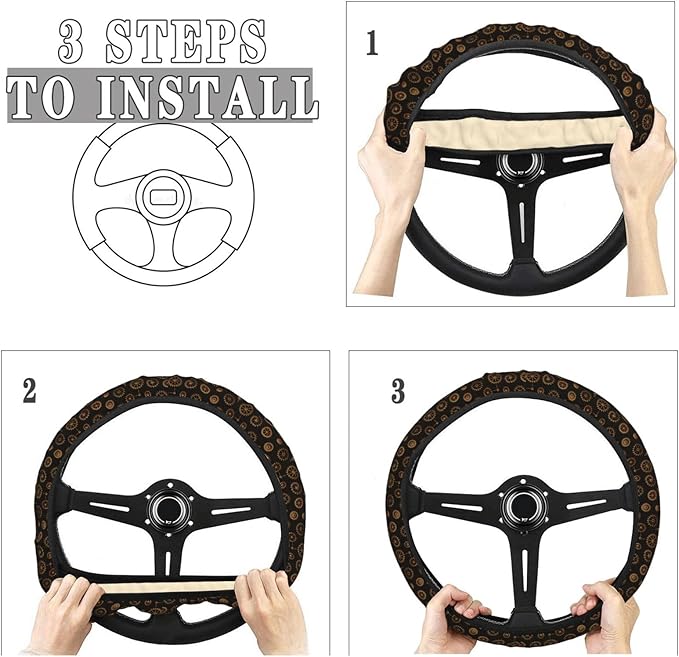 FeHuew Wheel Gears Steering Wheel Cover for Women, Girls 15 inch Universal Auto Car Anti Slip Wrap Steering Wheel Covers Fit for Vehicles, Truck, SUV