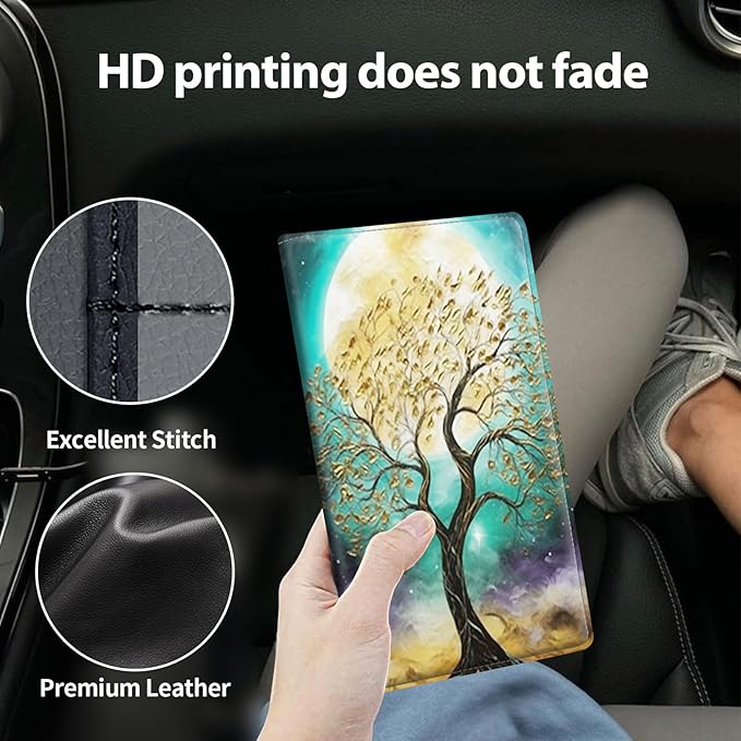 Mxfdegf Car Registration and Insurance Holder, Leather Car Glove Box Organizer, Cool Car Accessories for ID, Driver's License Cards & Essential Document,business cards,Men&Women,for Women Girls