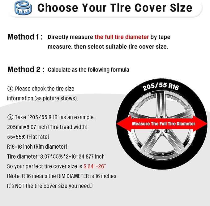OutdoorLines Outdoor Waterproof Tire Covers Set of 4 - UV-Proof Trailer Wheel Cover Windproof Tire Protector for RV Jeep Trailers Camper Van Truck, Universal Tire Covering Fits Diameters 33"-35", Gray