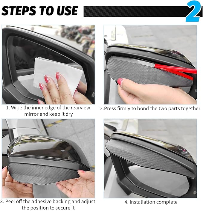 16PCS Car Door Handle Protector/Car Door Edge Guards/Side Mirror Rain Guard,Anti-Collision Cars Doors Handle Scratch Protector Carbon Fiber Texture,Self-Adhesive Cars Handles Protectors