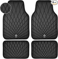 CAR PASS Faux Leather Floor Mats for Cars, Luxury Waterproof All Weather Car Mats Full Set, Anti-Slip Deluxe Automotive Mats Universal Fit for Most SUV,Vans,Sedans,Trucks, 4 Piece All Black