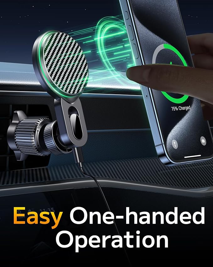 Qifutan for 15W Magsafe Car Mount Charger No Blocking of Air Vent Wireless Car Charger Automotive Accessories Magnetic Phone Holder for Car Fits for iPhone 15 14 13 12 Pro Max Android Smartphone