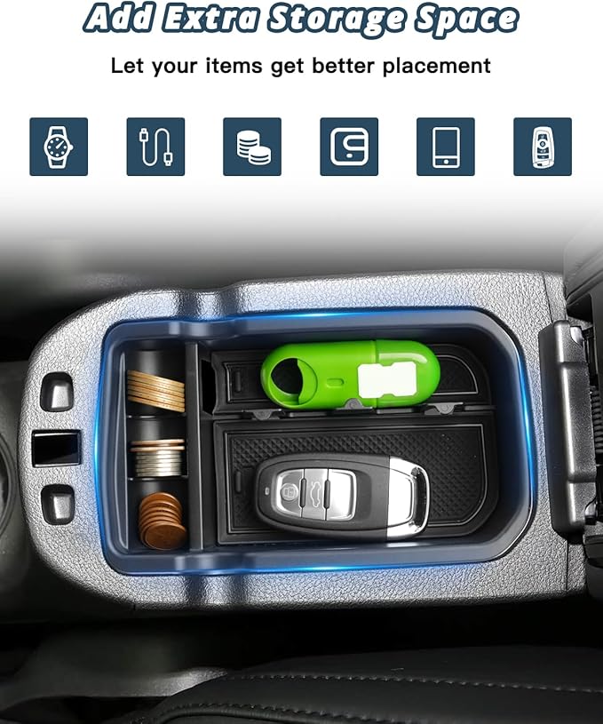 Ruiya 2017-2021 Compass Center Console Organizer for Jeep Compass Accessories ABS Material Armrest Console Glove Tray Compatible with 2017 2018 2019 2020 2021 Jeep Compass