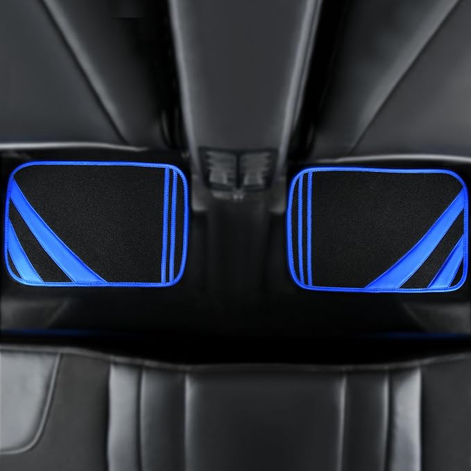CAR PASS Faux Leather Car Mats Blue Edge Waterproof Car Floor Mats Car Carpet Mats 4 Pieces with Double Stitch Line Anti-Slip Backing Design, Universal Fit for Most Vehicles,SUVs,Sedan,Vans