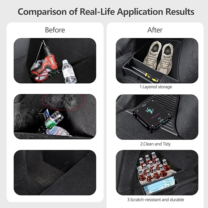 Safixion Bins with Lids for New Model Y Juniper 5 Seater Rear Trunk 2025-2026 Rear Storage Trunk Storage Box TPE Material Side Cargo Organizer Boxes Custom Fit Tesla Model Y Juniper Accessories-6PCS