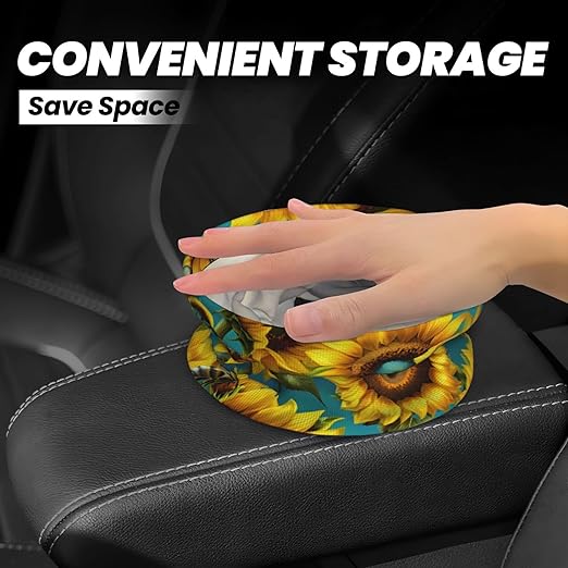 Aueimtia Car Trash Can – Collapsible & Waterproof Hanging Trash Bag, Pop-Up Garbage Bin for Cars, Trucks, Minivans, and Camping – Easy to Install & Clean（ Sunflower）