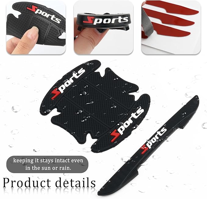 8PCS Car Door Protectors Kit with 4 Auto Knob Protectors&4 Bowl Sticker,Stylish Sports Car Door Handle Scratch Protector,Automotive Exterior Accessories for Most Vehicles