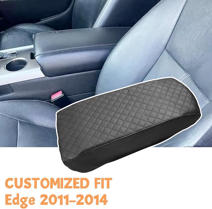 Center Console Cover Compatible with Ford Edge 2011-2014 Leather Armrest Box Cushion Cover Middle Console Pad