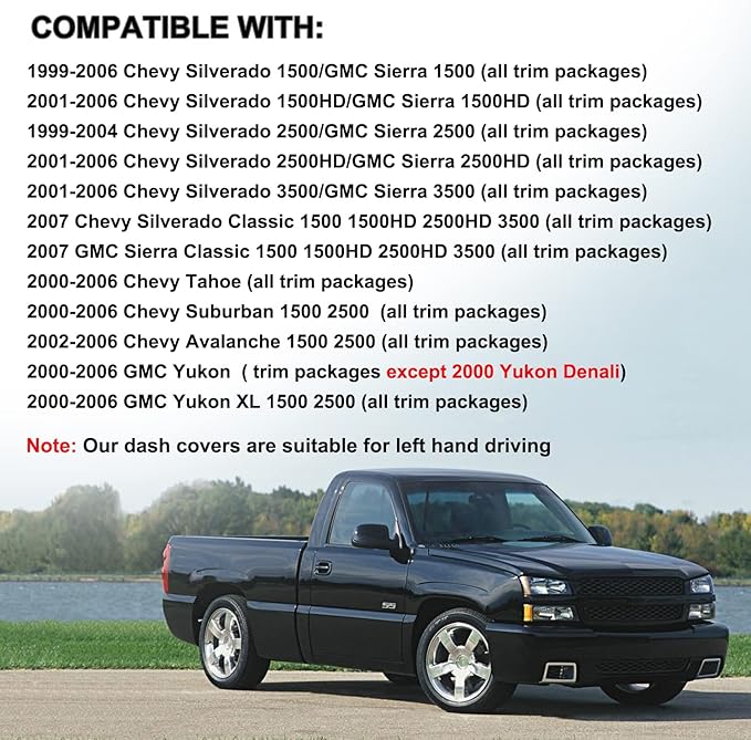 Dash Cover Mat Fit for 1999-2006 GMC Sierra/Chevy Chevrolet Silverado 1500 2500 3500 HD,2000-2006 GMC Yukon/Yukon XL/Chevy Suburban Tahoe Avalanche,Dashboard Pad Carpet Protector (99-06,Beige) Y44