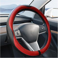 Car Steering Wheel Cover, 14.5-15" Leather Anti-Slip Sport Style Vehicle Steering Wheel Protector, Breathable Auto Interior Protection Accessories, Universal for SUV Van RV (Black/Red)