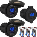 DaierTek 12V USB C Car Charger Socket 3-Pack - 48W PD & QC 3.0 Fast Charging Dual USB Outlet with Voltmeter & ON/Off Switch, Waterproof 12V Charging Port for Car, Marine, Boat, Golf Cart