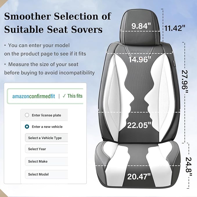 Coverado Car Seat Covers Full Set, Seat Covers for Cars, Front Seat Covers and Back Seat Cover Waterproof Leather Automotive Seat Cover, Universal Car Interior Protectors Cushion for Most Cars