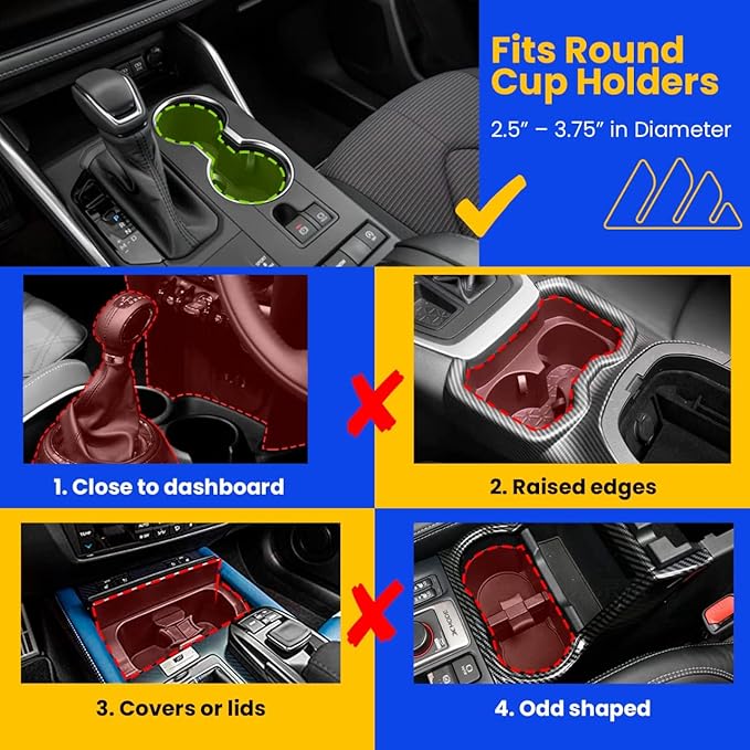 Integral Hydro Expander - Car Cup Holder Expander Organizer with Adjustable Base - Rubber Tabs Hold Most 32 - 40 oz Bottles and Large Cups