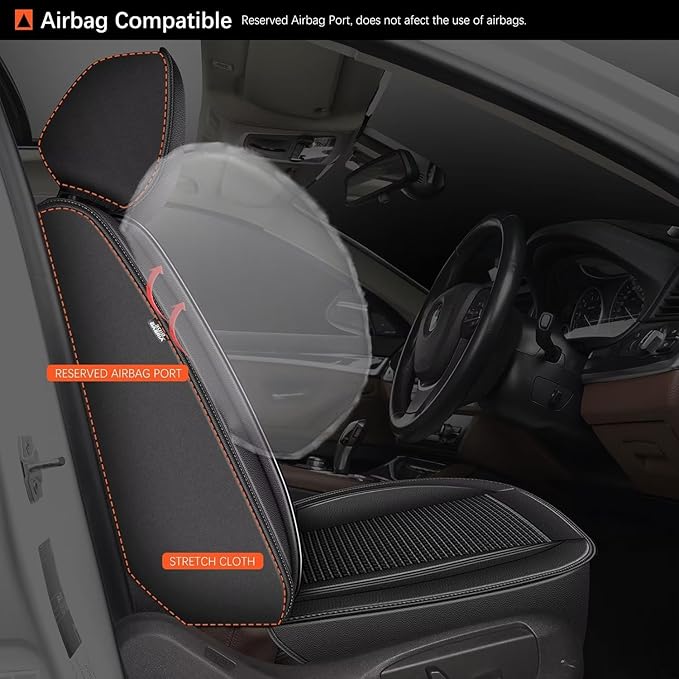 DISUTOGO Full Set Seat Covers Fit for Nissan Pathfinder 2011-2025 2026 Waterproof Faux Leather Automotive Cushion Protector Car seat Covers Compatible Airbag(5 Seats, Black)