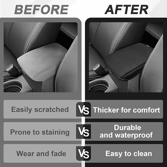 Muslogy Center Console Armrest Cover Compatible with Nissan Frontier 2005-2021 & Nissan Xterra 2005-2015 Accessories Comfort Armrest Pad Cushion Box Lid Cover Vegan Leather Protector Regular Thick