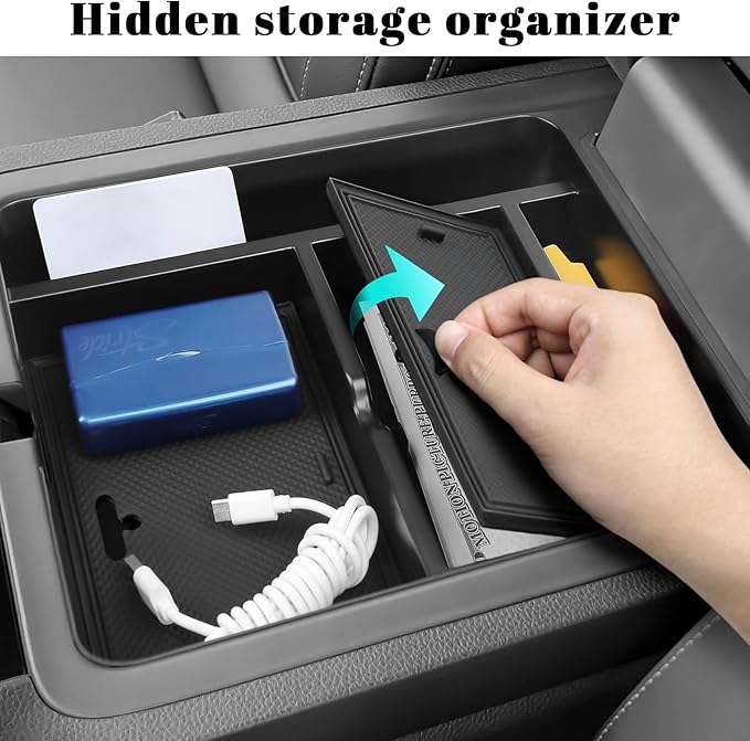 PeakPurit 2PCS Center Console Organizer Compatible with Honda 2023 2024 2025 Pilot & 2024-2026 Passport & 2024 2025 Ridgeline Accessories Hidden Box Organizer
