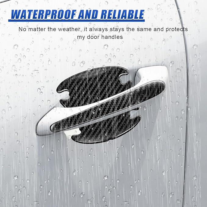 16PCS Car Door Handle Cup Scratch Protector Set - Universal Waterproof Rearview Mirror Protector Film Car Door Bowl Sticker - Anti-Scratch Paint Cover Guard Pad for Cars (Clear&CarbonFiber)