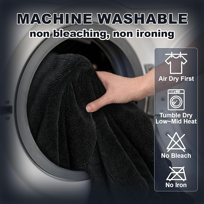 Ghguole Car Drying Towel (28" x 36"),1500 GSM Double Sided Microfiber Drying Towels for Cars,Highly Absorbent,Leaving no Marks,no Shedding,Easy to Clean