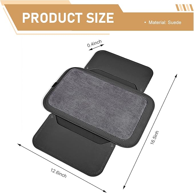 Car Center Console Cover with 2 Storage, Anti-scratch Automotive Arm Rest Cover Cushion, Vehicle Center Console Protector Pad, Universal for Most Cars SUVs (Black)