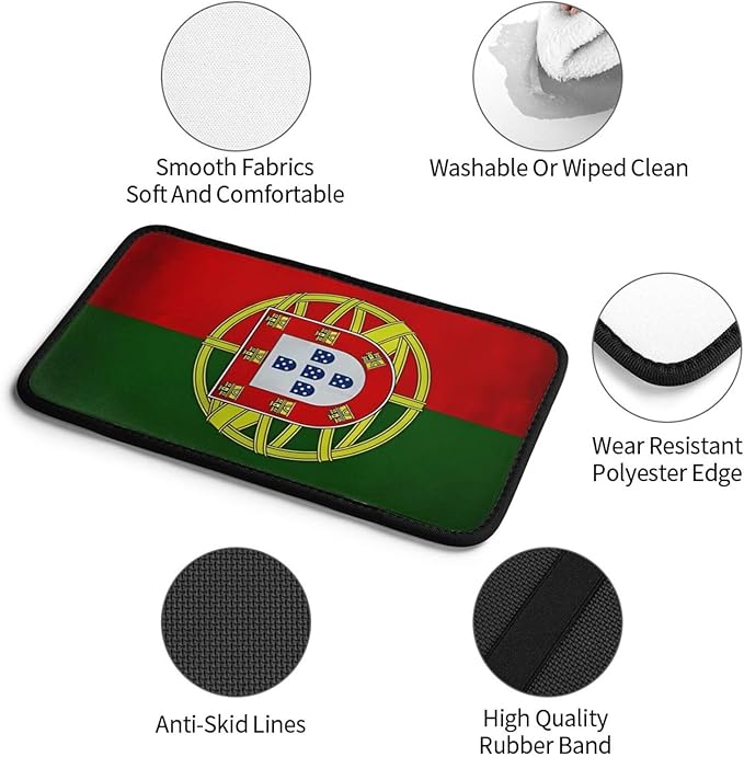 Vintage Portugal Portuguese Flag Car Center Console Cover, Universal Waterproof Armrest Pad, Soft Comfort Cushion & Scratch-Resistant Protector for Cars, SUVs and Trucks