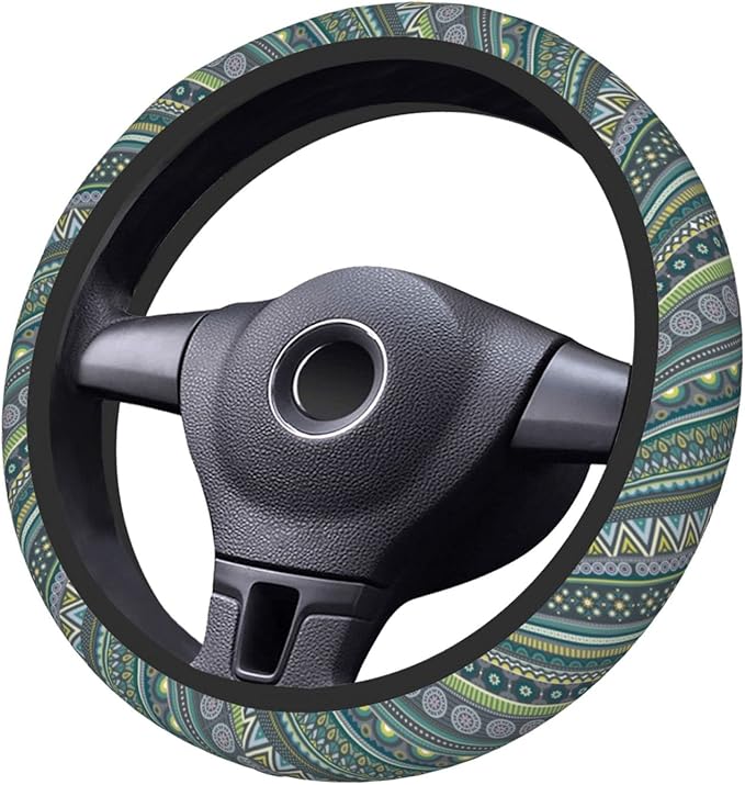Boho Pattern Steering Wheel Cover Neoprene Universal 15 Inches Car Steering Wheel Protector for Women Men