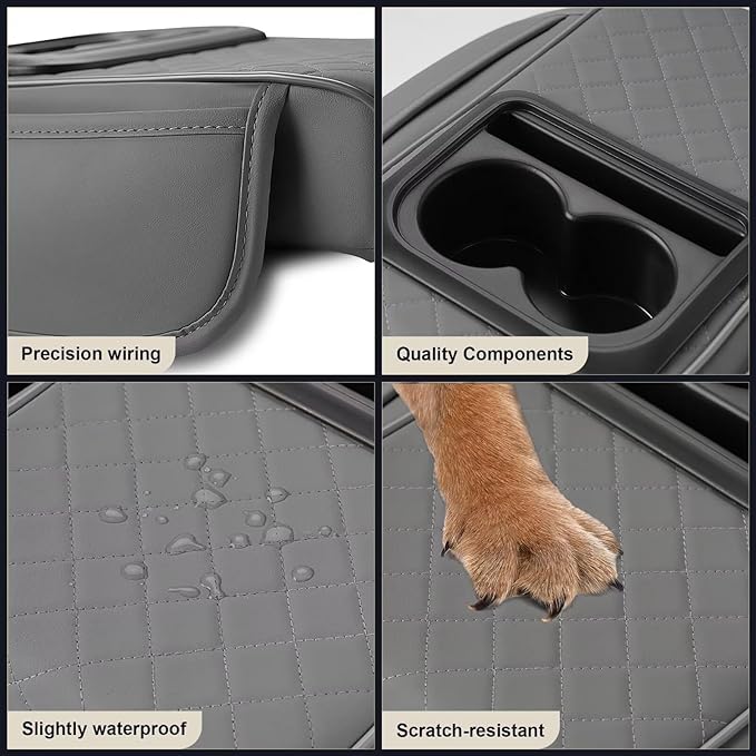 Center Console Cover Fit for Corolla Cross Faux Leather Car Armrest Cushion with Storage Bags, Cup Holder ＆ Phone Storage Multifunctional Middle Console Cover(Grey)