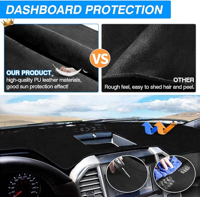 CARTIST Dashboard Cover Fis for Ford F-150 2021 2022-2025 2026, Dashboard Cover for F150 Accessories, Dash Mat Anti-Slip Silicone Back