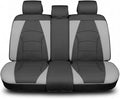 FH Group Car Seat Cover for Back Seat Gray Black Faux Leather - Universal Fit, Rear Seat Covers for Cars with Rear Split Bench, Car Seat Cushions, Car Interior Accessories for SUV, Sedan, Van