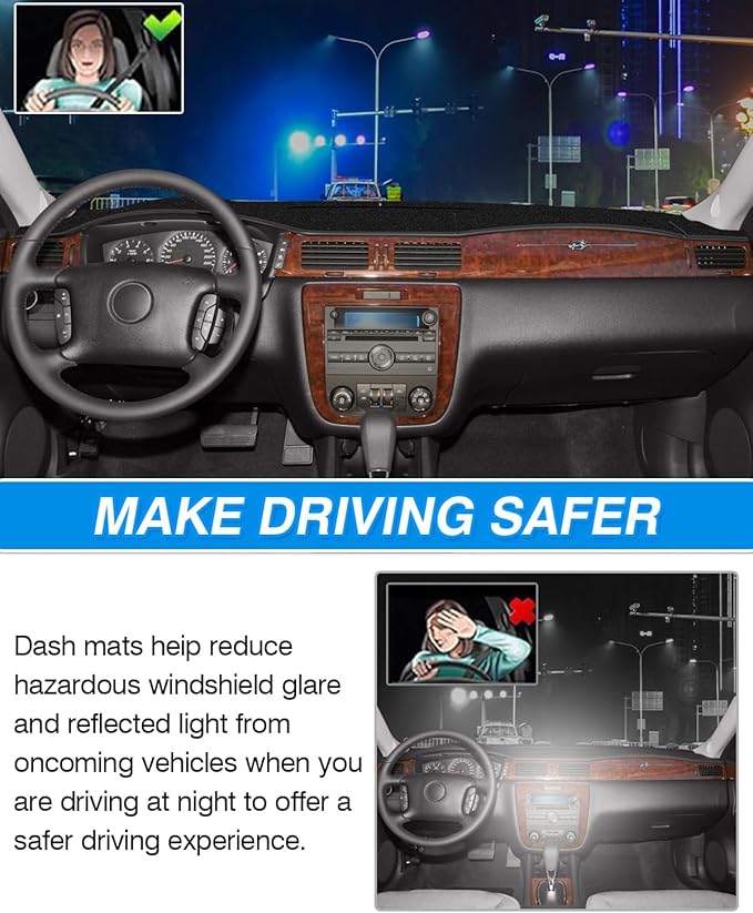 CARTIST Dash Cover Compatible with Chevy Impala 2006-2013/ Impala Limited 2014-2016 Accessories Dashboard Cover Mat Non-Slip Carpet Sunshield Glare UV Rays Protector
