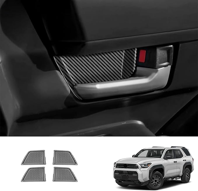 HAISASLLAY Car Inner Door Handle Bowl Cover Trim Compatible with Toyota New 4Runner 6th Gen. 2025 2026+, ABS Scratch Protector, Interior Accessories 4PCS, Carbon Fiber Pattern