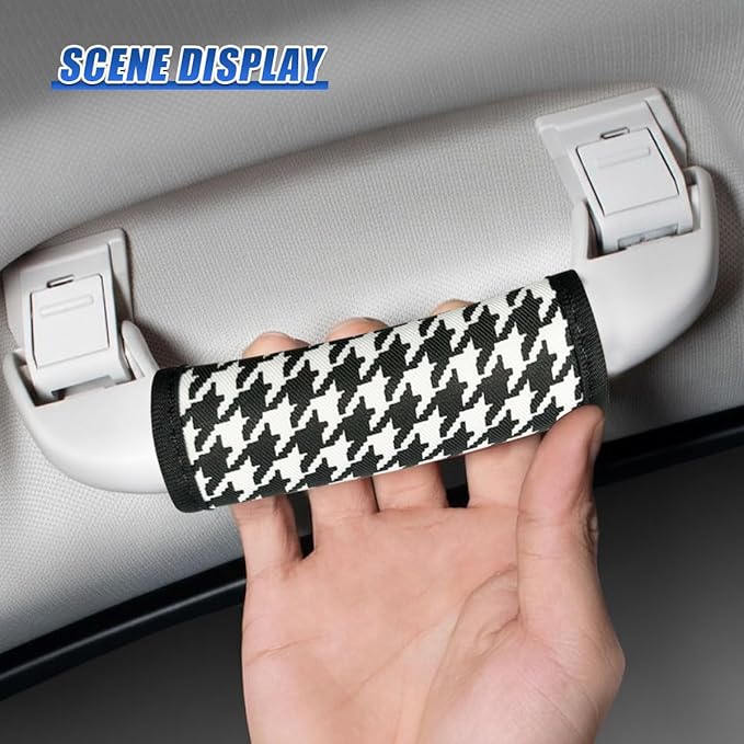 Car Inside Door Handle Protector, Soft Car Inner Front Rear Door Pull Handle Cover, Universal Anti-Scratch Vehicle Interior Grip Gloves Decoration Accessories for Women Men (Grid-4PCS)